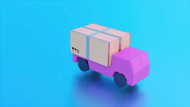 Delivery truck with box. Computer generated 3d render