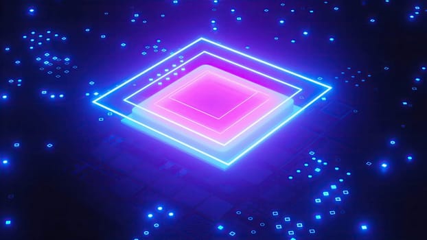 Circuit Board with CPU. Computer generated 3d render