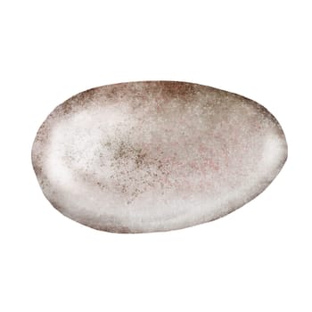 Stone watercolor illustration. Hand drawn sea rock on white background. Nature clip art. Ideal for posters and spa salon decoration. High quality illustration