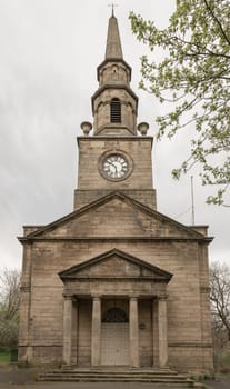 Newcastle, UK - Apr 14, 2025 - St Ann's Church and its parish (Saint Ann's Church) a dignified English Renaissance manner. use it as your Wallpaper, Poster and Space for text, Selective focus.