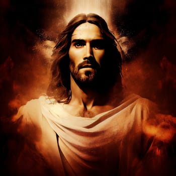 Resurrection of Jesus Christ in heaven surrounded by light, bible story, religion and faith of christianity, generative AI