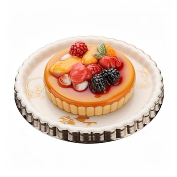 Cheesecake with fruit isolated on white background