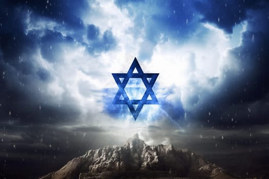 Star of David, Hexagram jewish star, flag of Israel, seal of Solomon, generative AI