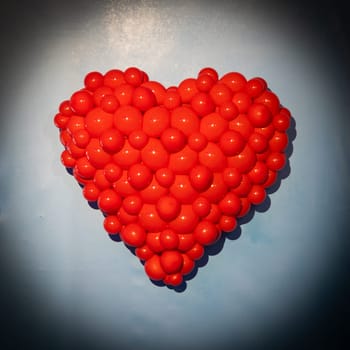 Red heart - symbol of love, romantic, celebration. Concept with copy space