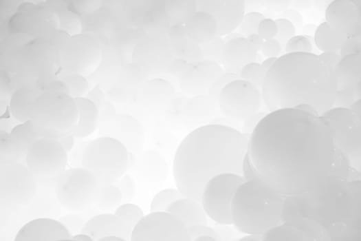 White background with flying balloons - clean design, 3d abstract realistic banner