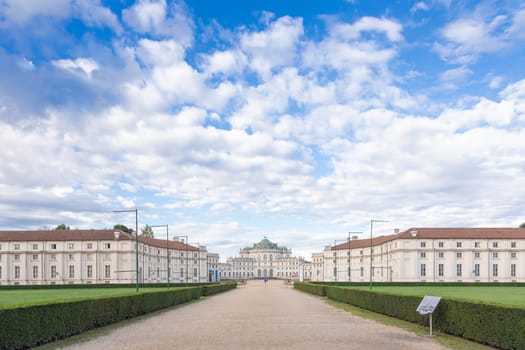 Turin, Italy - January 2023: Stupinigi Royal Palace. Luxury old baroque exterior