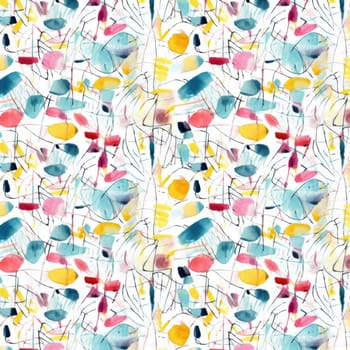 Seamless pattern with watercolor abstract flowers - hand-drawn illustration