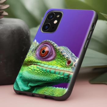 Smartphone with the image of a chameleon