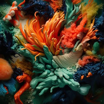 Abstract background with colorful acrylic paint splashes in water