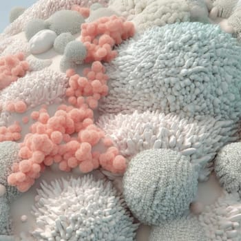 Abstract background with balls in, pink, white, and blue colors