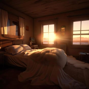 A bedroom with a view of the sea