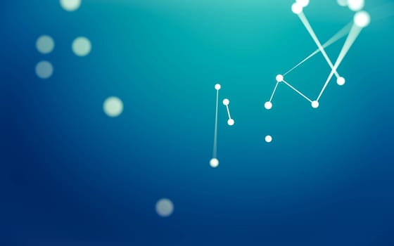 3d Abstract background. Molecules technology with polygonal shapes, connecting dots and lines. Connection structure. Big data visualization. 3d background.
