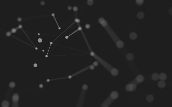 3d Abstract background. Molecules technology with polygonal shapes, connecting dots and lines. Connection structure. Big data visualization. 3d background. 