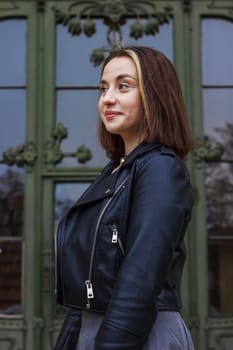 Surprise and joy on the face of a pretty girl when meeting. High quality photo