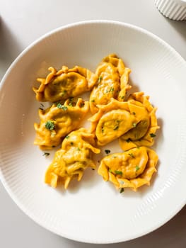 Homemade dumplings on a quiet afternoon. Cultural comfort food and lunchtime stillness.