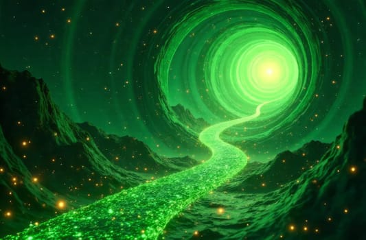 Green tunnel astrology. Cosmos and hyperspace. Portal