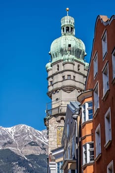 The historic city tower of Innsbruck called Stadtturm