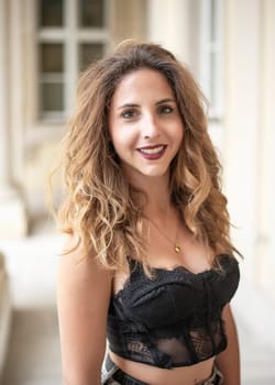 happy young woman in the city