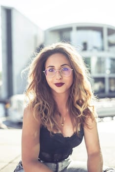 sensual young woman in the city