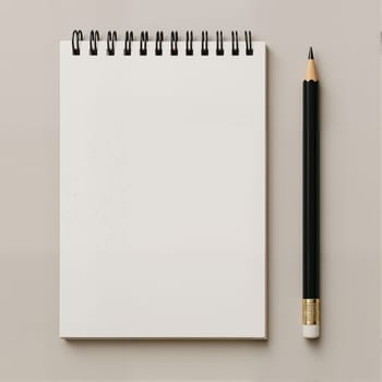 Empty spiral notebook with pencil invites creativity and planning. AI generation.
