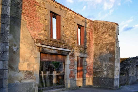 Destroyed building during World War 2 in Oradour sur Glane France
