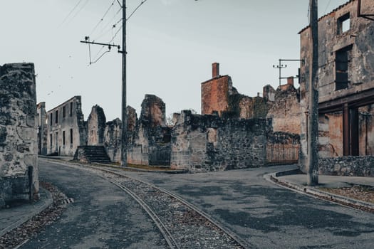 Destroyed building during World War 2 in Oradour sur Glane France