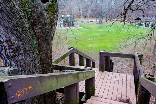 Stairs at Scioto Park in Late Winter, Dublin Ohio