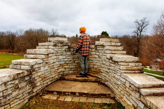 Chief Leatherlips Structure, Scioto Park in Late Winter, Dublin, Ohio