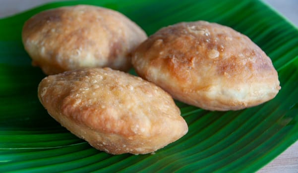North Borneo home made traditional green bean cake. Asian food concept.