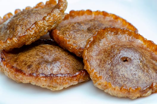 North Borneo home made traditional kuih penjaram cake on white background.