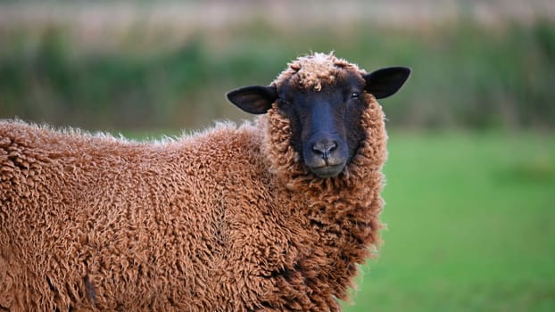 Sheep grazing in the field. Concept for animals and agriculture.