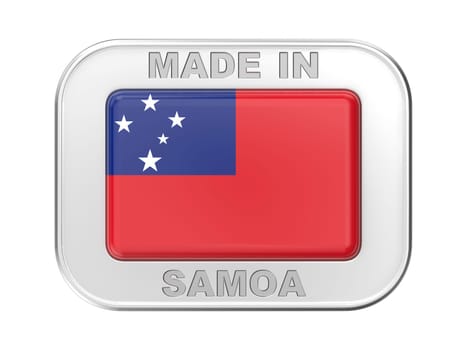 Made in Samoa, silver badge with the flag of Samoa