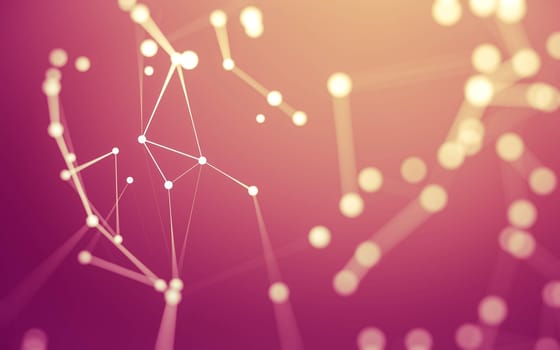 3d Abstract background. Molecules technology with polygonal shapes, connecting dots and lines. Connection structure. Big data visualization. 3d background.