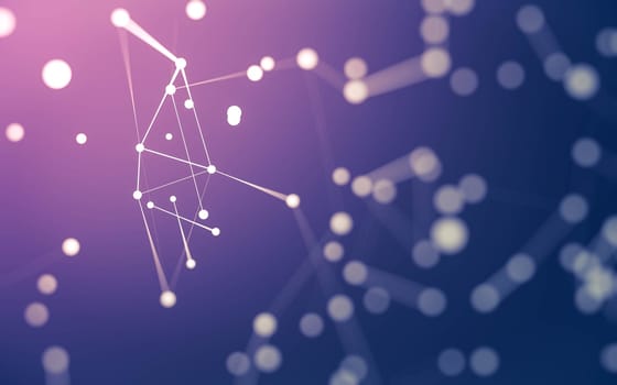 3d Abstract background. Molecules technology with polygonal shapes, connecting dots and lines. Connection structure. Big data visualization. 3d background.