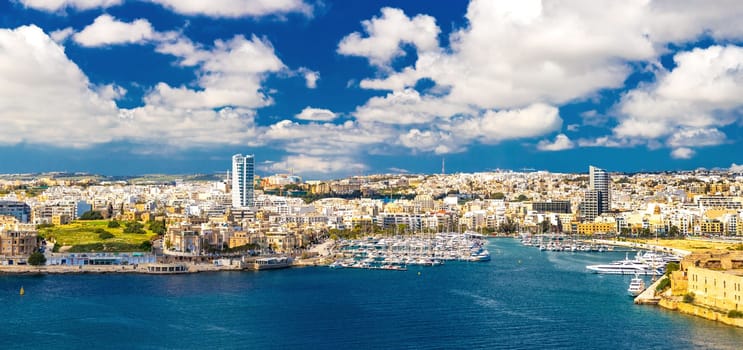 Picturesque aerial panorama of Ta Xbiex, Gzira and Sliema, Malta