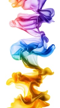 Fluid shapes in a spectrum of colors flow gracefully, merging with one another against a stark white backdrop.