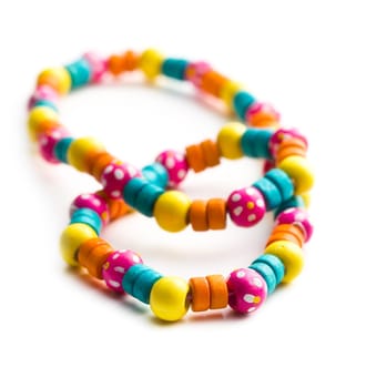 necklace with colorful beads on white background