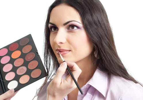 Makeup lips applying