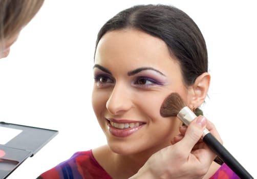 Makeup applying blusher