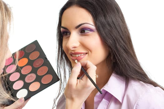 Makeup lips applying