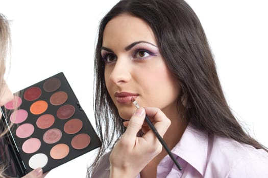 Makeup lips applying