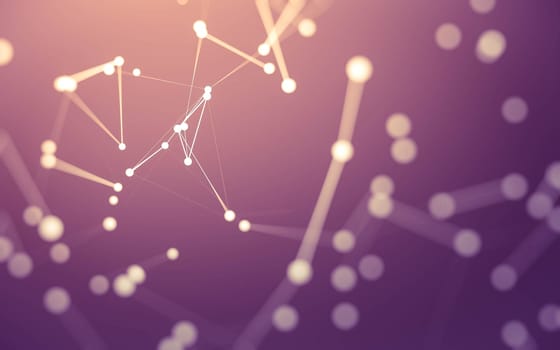 3d Abstract background. Molecules technology with polygonal shapes, connecting dots and lines. Connection structure. Big data visualization. 3d background.