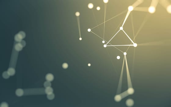 3d Abstract background. Molecules technology with polygonal shapes, connecting dots and lines. Connection structure. Big data visualization. 3d background.