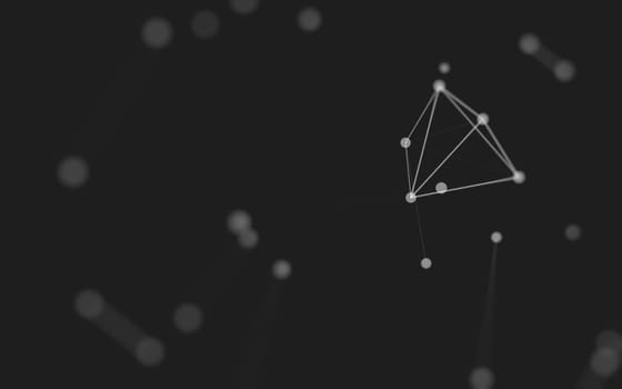 3d Abstract background. Molecules technology with polygonal shapes, connecting dots and lines. Connection structure. Big data visualization. 3d background. 