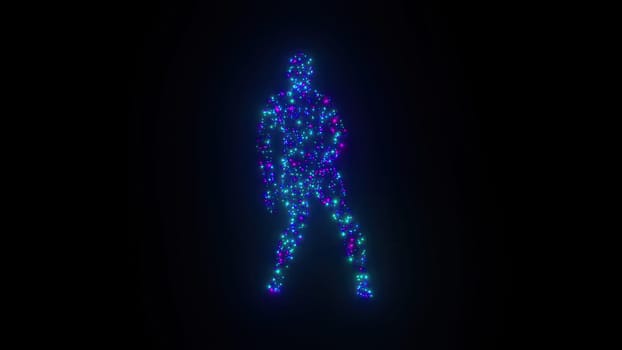 Particle man dancing. Computer generated 3d render