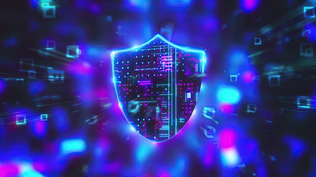 Digital cyber shield. Computer generated 3d render