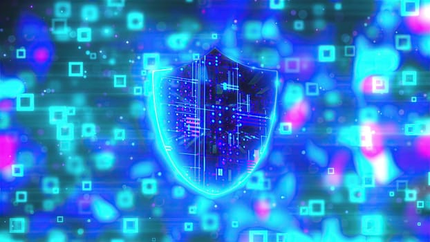 Digital cyber shield. Computer generated 3d render