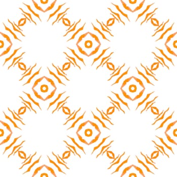 Textile ready exceptional print, swimwear fabric, wallpaper, wrapping. Orange fetching boho chic summer design. Mosaic seamless pattern. Hand drawn green mosaic seamless border.