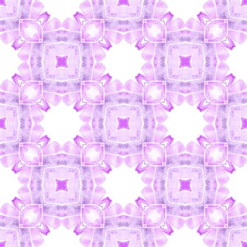 Exotic seamless pattern. Purple unequaled boho chic summer design. Textile ready memorable print, swimwear fabric, wallpaper, wrapping. Summer exotic seamless border.