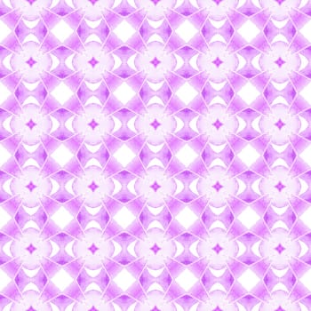 Ikat repeating swimwear design. Purple original boho chic summer design. Textile ready valuable print, swimwear fabric, wallpaper, wrapping. Watercolor ikat repeating tile border.